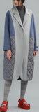 Color-Contrast Wool Quilted Down Coat