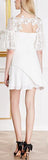 Lace Cutout Pleated-Side Dress, White - DESIGNER INSPIRED FASHIONS