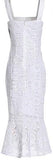 Printed Lace-Macrame Knee-Length Dress