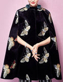Velour Cape Coat with Embroidery - DESIGNER INSPIRED FASHIONS