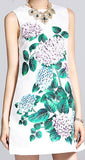Hydrangea Appliques Jacquard Shift Dress - DESIGNER INSPIRED FASHIONS