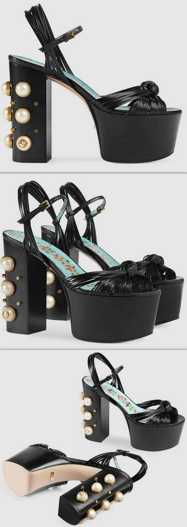 Leather Platform Sandals, Black - DESIGNER INSPIRED FASHIONS