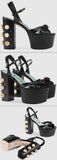 Leather Platform Sandals, Black - DESIGNER INSPIRED FASHIONS