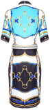 Belted Horsebit Printed Dress