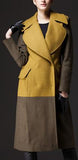 Large Collar Color-Block Wool Coat - DESIGNER INSPIRED FASHIONS