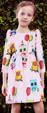Owl & Balloon Print Dress - DESIGNER INSPIRED FASHIONS