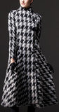 Houndstooth Long Wool Coat - DESIGNER INSPIRED FASHIONS