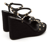 'Torchon' Rockstud Leather Wedge Sandals