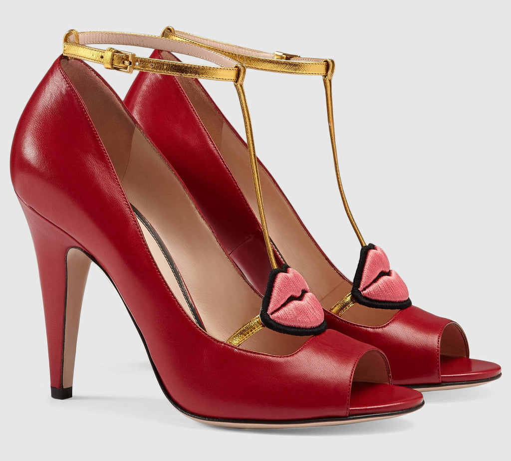 Leather Lip Pumps-Red - DESIGNER INSPIRED FASHIONS