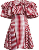 Off-the-Shoulder Gingham Dress - DESIGNER INSPIRED FASHIONS