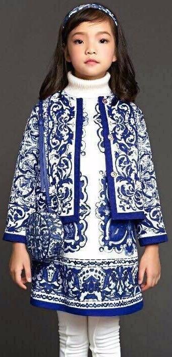Porcelain Print Jacket & Dress Set, Blue - DESIGNER INSPIRED FASHIONS