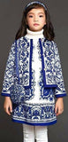 Porcelain Print Jacket & Dress Set, Blue - DESIGNER INSPIRED FASHIONS