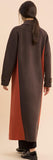 Bicolor Single-Breasted Long Wool Coat