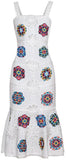 Embroidered Flared Midi Dress - Black or White | DESIGNER INSPIRED FASHIONS