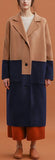 Color-Contrast Single-Breasted Wool Coat