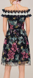 Floral-Appliques Mesh Dress