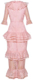 Lace Ruffle Midi Dress, Pink