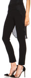 Black Stretch Skinny Pants with Tulle Train - DESIGNER INSPIRED FASHIONS