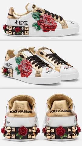 Sneakers In Printed Nappa Calfskin With Applications | DESIGNER INSPIRED FASHIONS