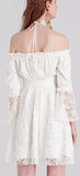 Off-the-Shoulder Floral-Lace White Dress - DESIGNER INSPIRED FASHIONS