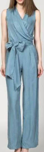 Draped V-Neck Jumpsuit - (Light Blue, Green, Terracotta Red) - DESIGNER INSPIRED FASHIONS
