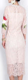 Floral Embellished Lace Midi Dress - Light Pink - DESIGNER INSPIRED FASHIONS