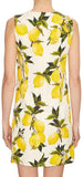 Lemon-Print Floral-Brocade Embellished Dress