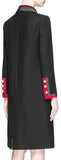 Web Ribbon Trim Coat in Black - DESIGNER INSPIRED FASHIONS