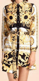 Baroque Print Asymmetrical Shirt Dress