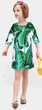 Banana Leaf Print Long Sleeve Dress - DESIGNER INSPIRED FASHIONS