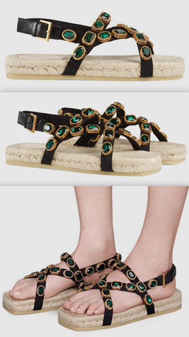 Grosgrain Espadrille Sandal with Crystals | DESIGNER INSPIRED FASHIONS
