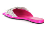 Embellished Satin Slippers - Fuchsia Pink or Black