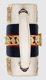 'Sylvie' Animal Studs Leather Mini Bag, White