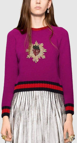 Strawberry Embroidered Knit Sweater - DESIGNER INSPIRED FASHIONS