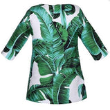 Banana Leaf Print Long Sleeve Dress - DESIGNER INSPIRED FASHIONS
