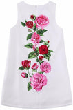 Rose-Applique & Printed Dress - DESIGNER INSPIRED FASHIONS