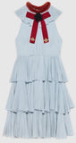 Sleeveless Ruffled Dress, Light Blue - DESIGNER INSPIRED FASHIONS