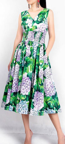 Hydrangea Sleeveless Dress - DESIGNER INSPIRED FASHIONS