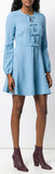 Bow Detail Long-Sleeved Dress, Light Blue