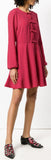 Bow Detail Long-Sleeved Dress, Red