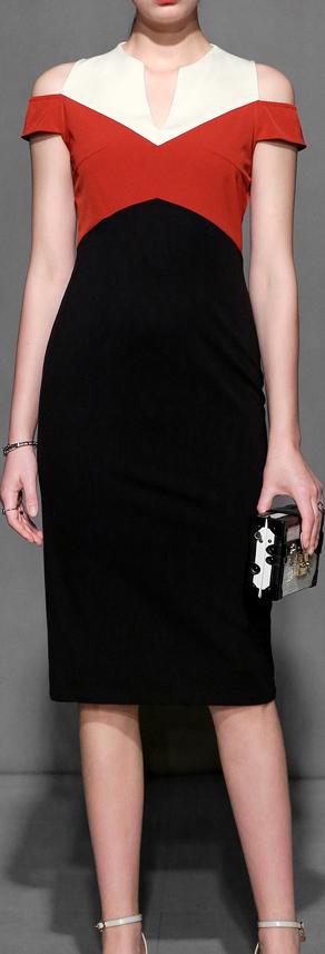 Color-Block Cold-Shoulder Dress