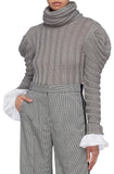 'Countess of Greystoke' Puff Shoulder Knit Turtleneck Top
