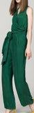 Draped V-Neck Jumpsuit - (Light Blue, Green, Terracotta Red) - DESIGNER INSPIRED FASHIONS