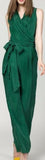 Draped V-Neck Jumpsuit - (Light Blue, Green, Terracotta Red) - DESIGNER INSPIRED FASHIONS