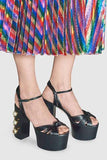 Leather Platform Sandals, Black - DESIGNER INSPIRED FASHIONS