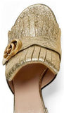 GG Marmont Metallic Crackle-Leather Mules, Gold or Silver - DESIGNER INSPIRED FASHIONS