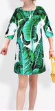 Banana Leaf Print Long Sleeve Dress - DESIGNER INSPIRED FASHIONS