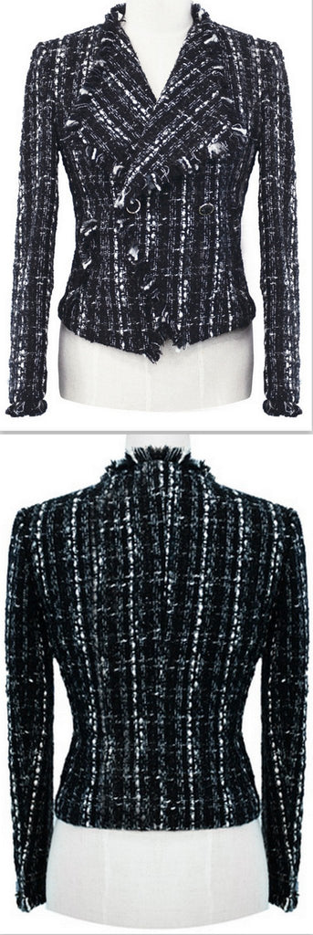 Black & White Tweed Knit Jacket - DESIGNER INSPIRED FASHIONS