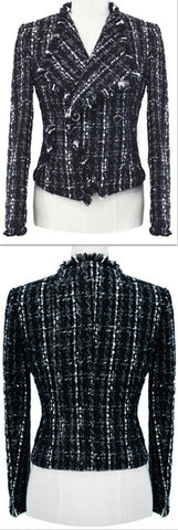 Black & White Tweed Knit Jacket - DESIGNER INSPIRED FASHIONS