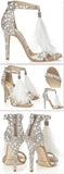 White Suede and Hot Fix Crystal Embellished Sandals - DESIGNER INSPIRED FASHIONS